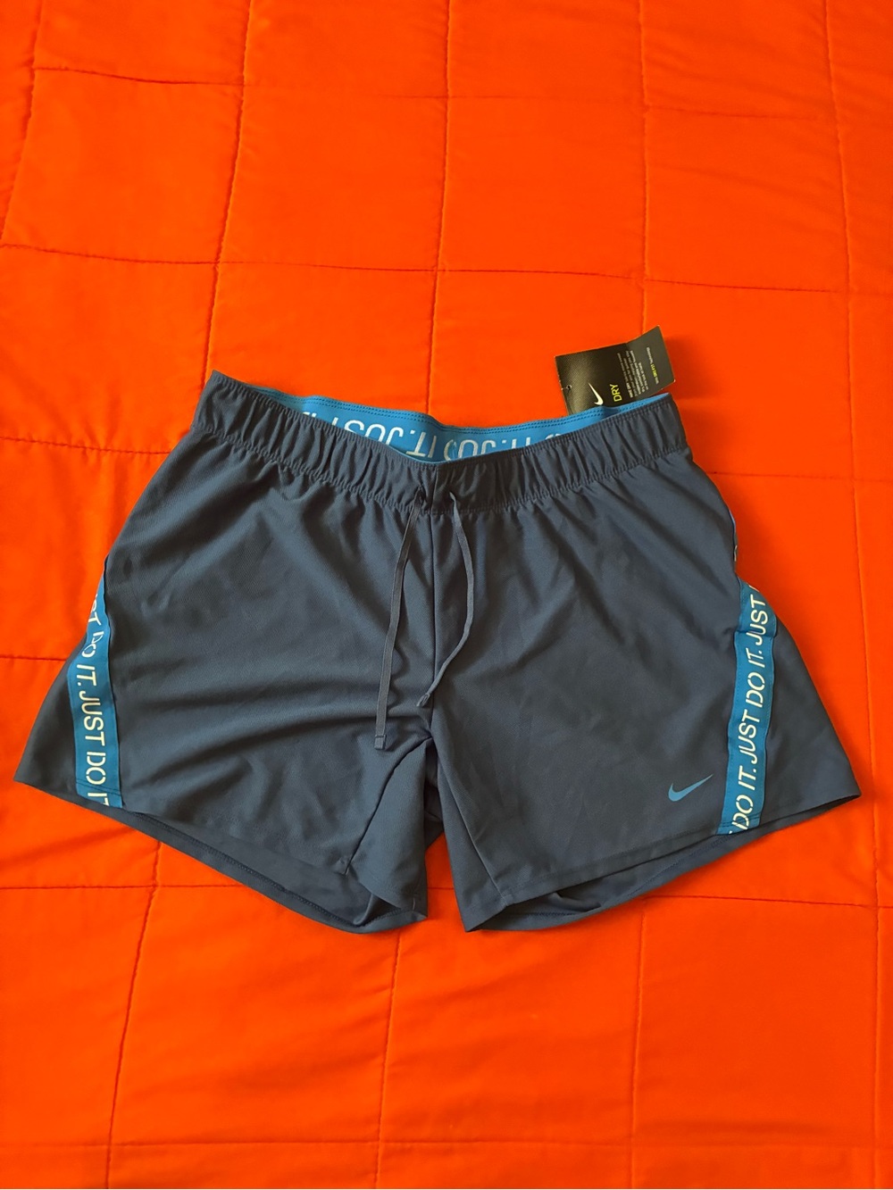 Nike Shorts Womens Medium Dri-FIT Training Just Do It Blue